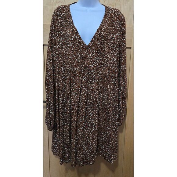 Cotton:On Womens Leopard Print V-Neck Long Sleeve Tunic Top Size 20 USA - Picture 2 of 6